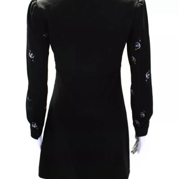 Maje Womens Embroidered Horse Shoe A Line Dress Black Silver Size Small - Picture 6 of 11